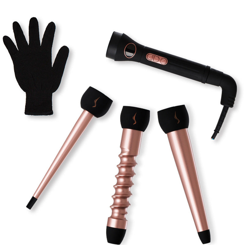 Rose Fold Ceramic Oil Aluminum Through Interchangeable Head Curling Iron Set