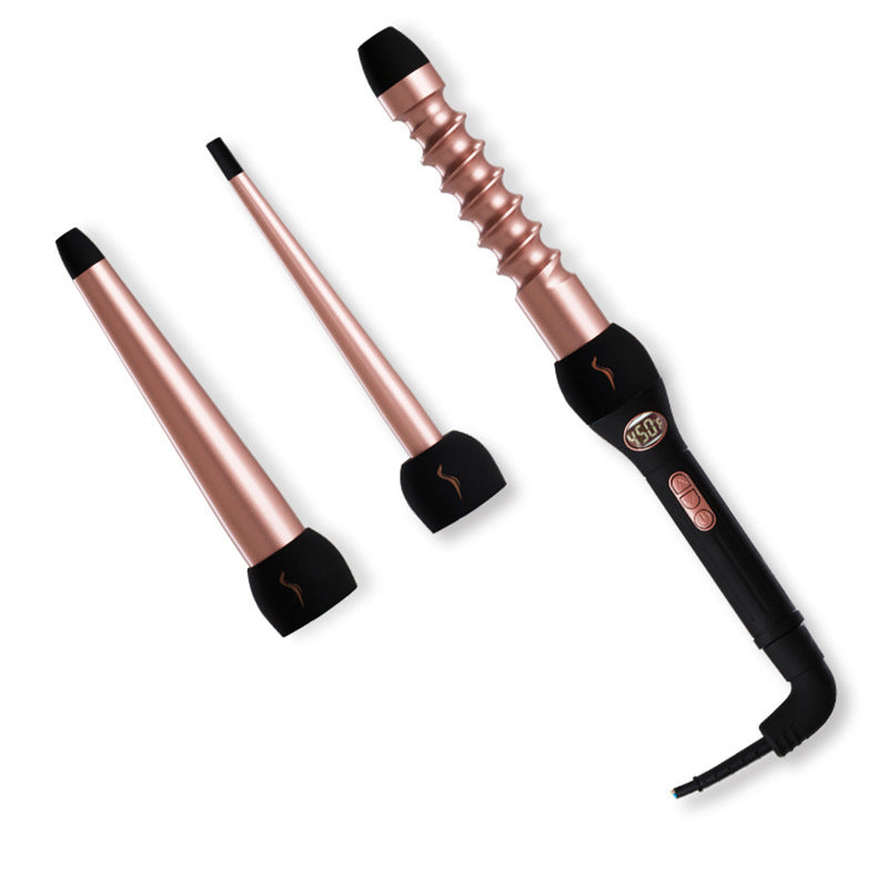 Rose Fold Ceramic Oil Aluminum Through Interchangeable Head Curling Iron Set