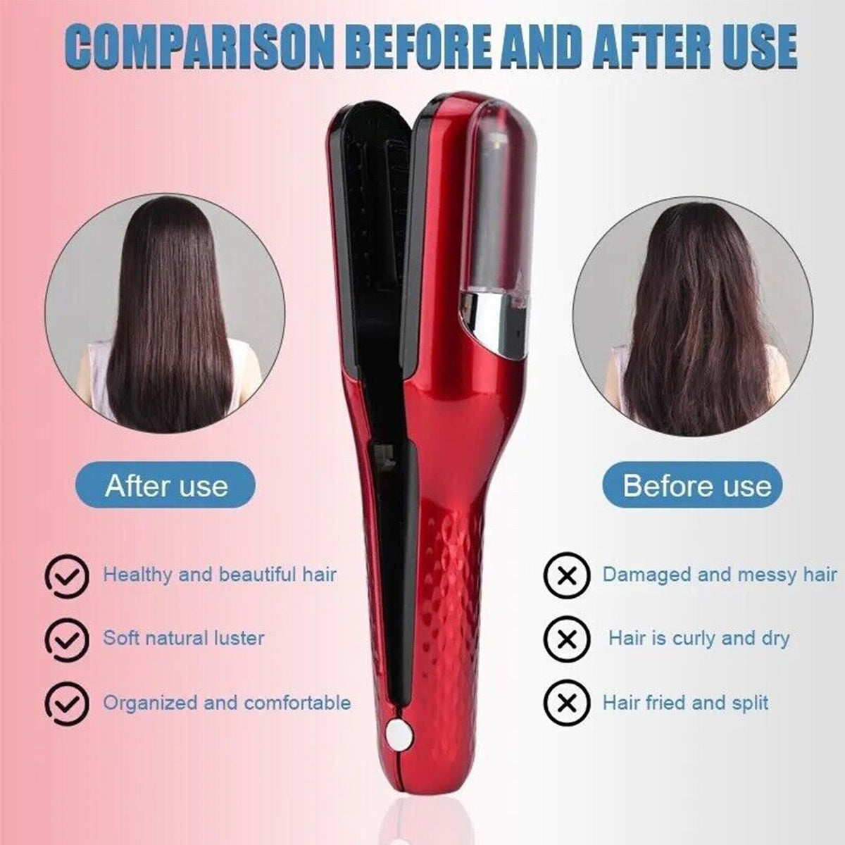 Split-Ender Mini - Automatic, Hair Repair Split End Remover Trimmer For Dry, Splitting, Damaged And Brittle Split Ends, Men And Women Hair Styling Beauty Tool