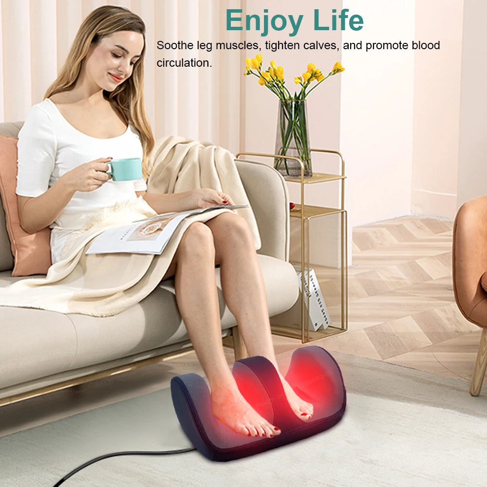 Electric Foot Massager For Plantar Leg Muscles Pain Relief Fasciitis Kneading Massage Machine For Feet Relax Calf Heat Massager