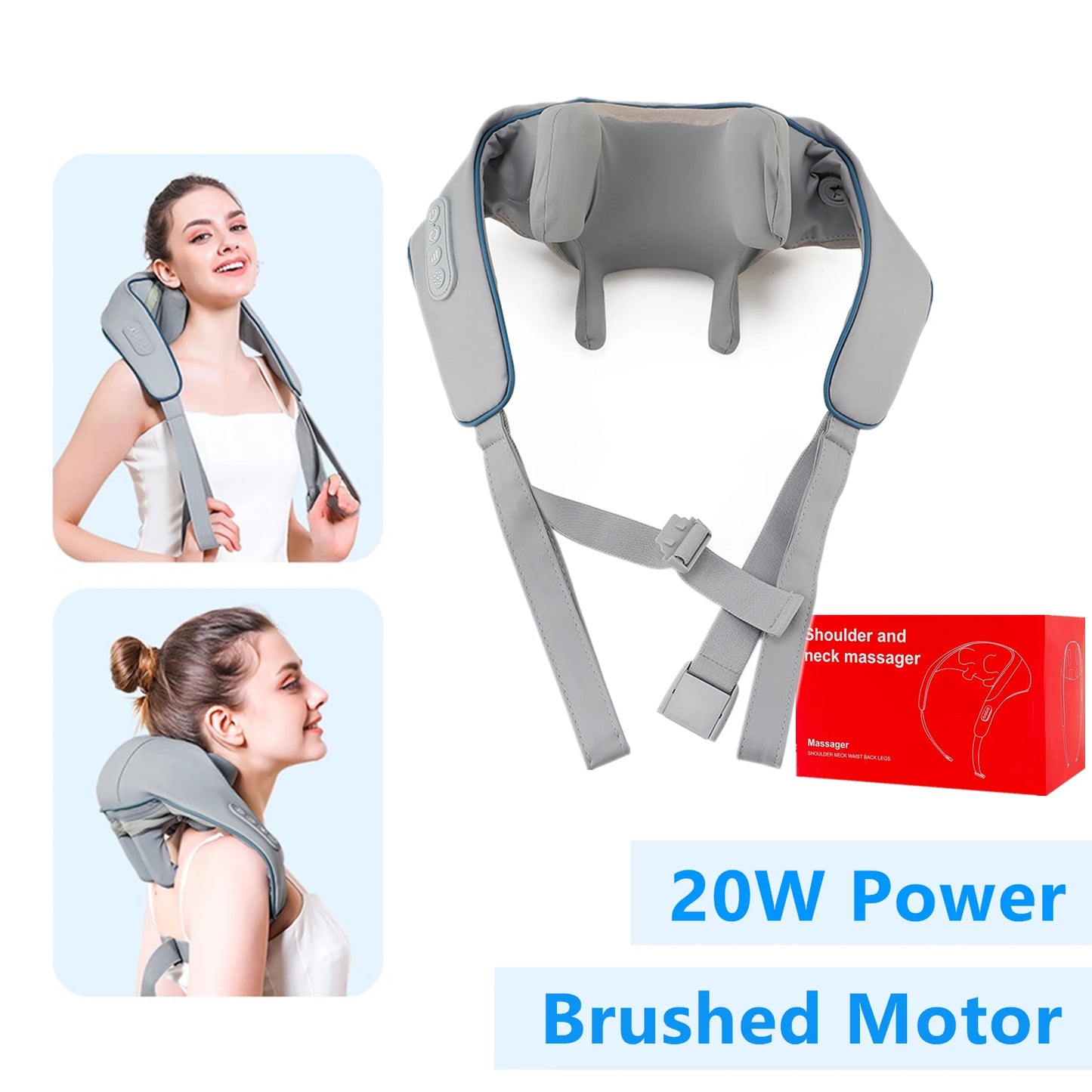 Foreverlily 26W Brushless Motor Neck And Shoulder Massager Wireless Shoulder And Back Kneading Massage Shawl Neck masajeador