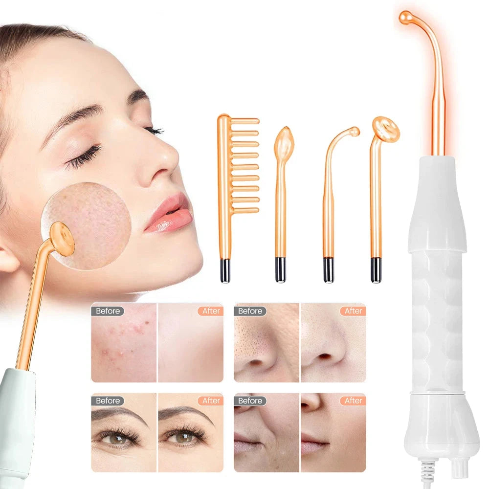 High Frequency Electrotherapy Neon Facial Skin Massage Wand for Acne Skin Rejuvenation Tightening Face Wrinkle Reducing Machine