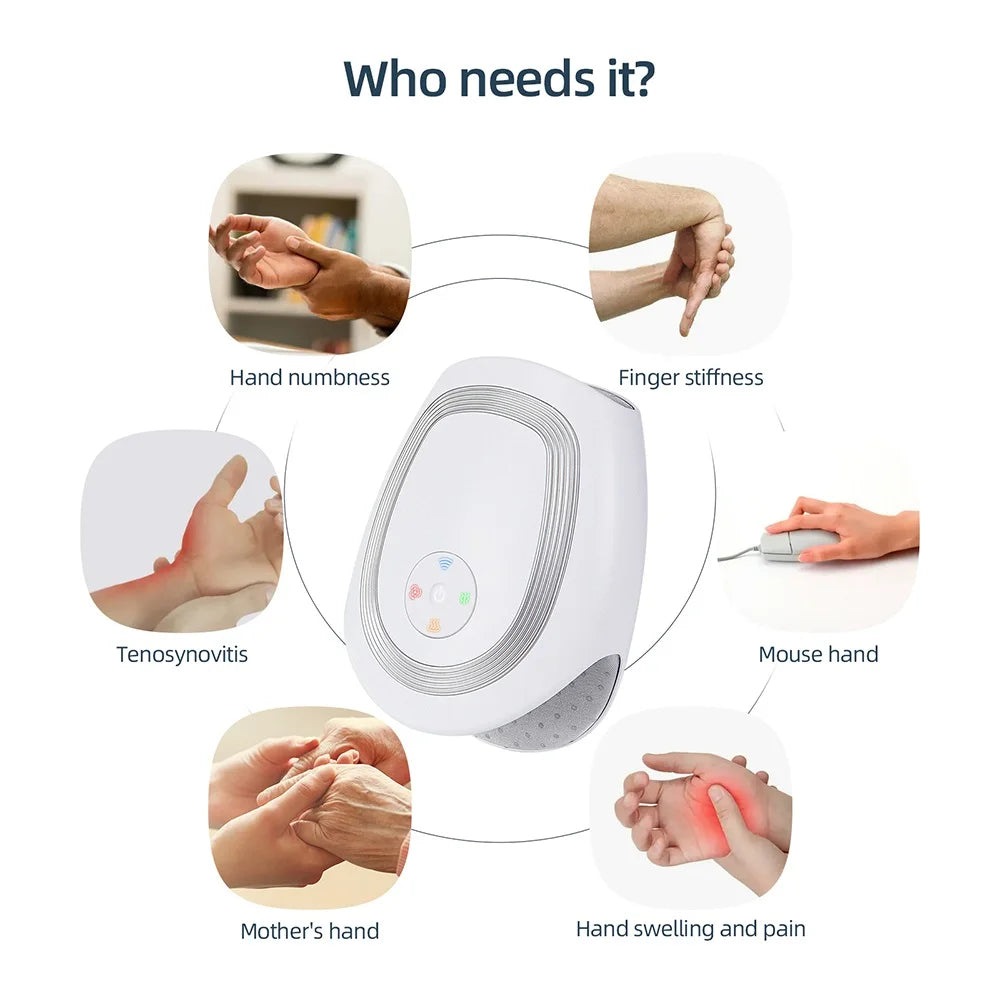 Electric Hand Massager With Compression Wireless Hand And Finger Massager Air Pressure Kneading Wrist Massager Gift for Mom Dad