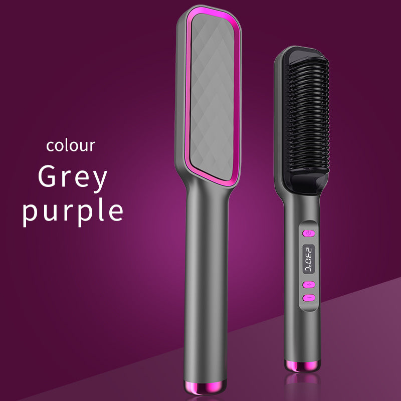 2 In 1 Curling Iron Electric Hot Comb Multifunctional Straight Hair Straightener Comb Anti-Scalding Styling Tool Brush